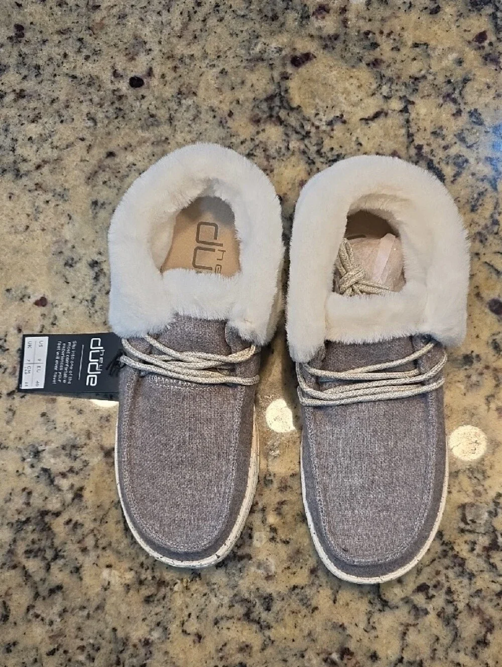 Hey Dude Women's Light Gray Faux Fur Lined Slip-On Ankle Booties - NWOB